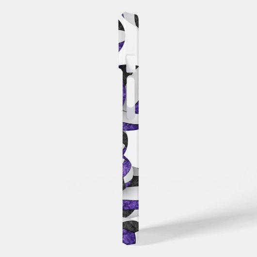 Lila schwarze Mannschaftsfarben grimmige Volleybal Case-Mate iPhone Hülle (Rückseite / Links)