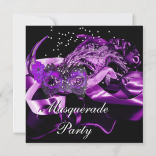 Lila Schwarze Masken Masquerade Ball Party Einladung