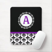 Lila Schwarze Monogramm-Lilie Mousepad (Mit Mouse)
