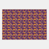 Lila, schwarze, orangefarbene und graue Halloween- Geschenkpapier Set (Vorderseite 3)