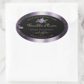 Lila schwarze Produktkennzeichnungen Weicher Glitz Ovaler Aufkleber (Tasche)