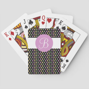 Lila schwarze Punkte benutzerdefinierte Monogramm- Spielkarten