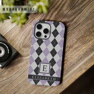 Lila schwarze Raute mit anpassbarem Soft Lavendel iPhone 15 Pro Max Hülle