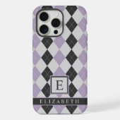 Lila schwarze Raute mit anpassbarem Soft Lavendel iPhone Hülle (Rückseite)