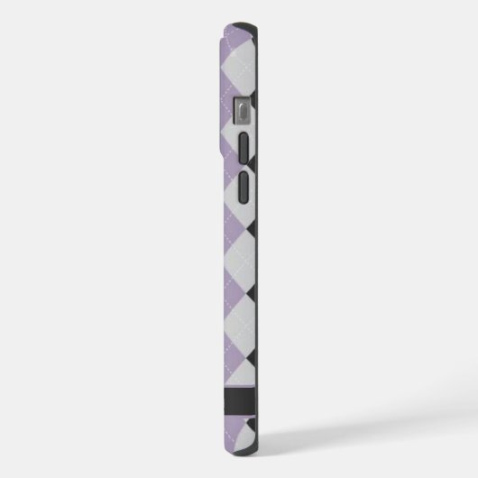 Lila schwarze Raute mit anpassbarem Soft Lavendel iPhone Hülle (Linke Seite)