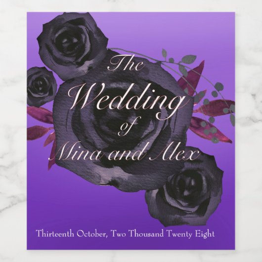 Lila Schwarze Rose Elegantes Ambiente Weinetikett (Einzelnes Label)