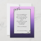 Lila Schwarze Rose Goth Wedding Dankeskarte (Rückseite)