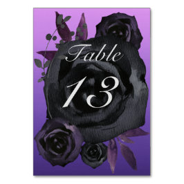 Lila Schwarze Rose Goth Wedding Tischnummer