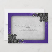 Lila Schwarze Rose Gothic Wedding Dankeskarte (Rückseite)