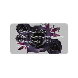 Lila Schwarze Rose Moderne Wasserfarbe Adressaufkleber