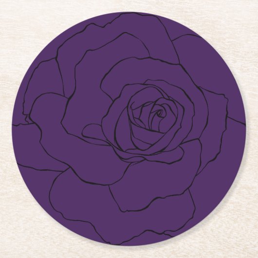 Lila schwarze Rose Runder Pappuntersetzer (Vorderseite)