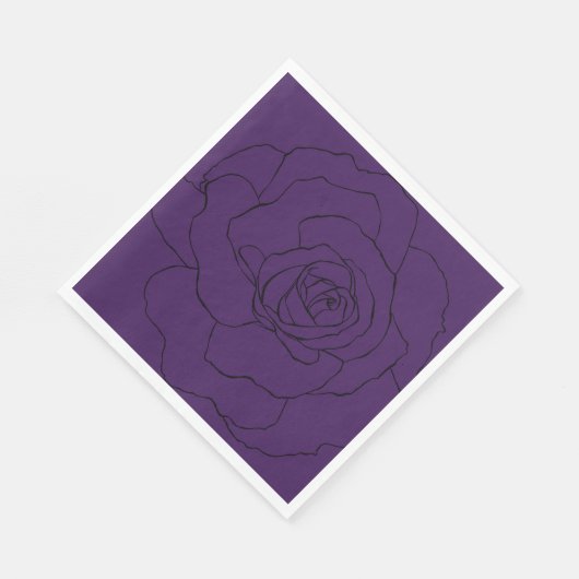 Lila schwarze Rose Serviette (Ecke)