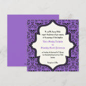 Lila Schwarze Schädel Damast Halloween Hochzeit Einladung (Vorne/Hinten)