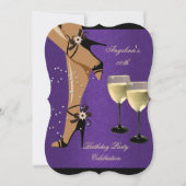 Lila Schwarze Schuhe Geburtstagsparty Einladung (Vorderseite)