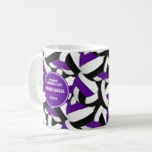 lila schwarze Schulfarben - Volleyballbussen Kaffeetasse (Vorderseite Links)