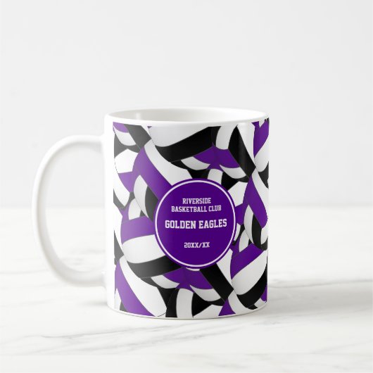 lila schwarze Schulfarben - Volleyballbussen Kaffeetasse (Links)