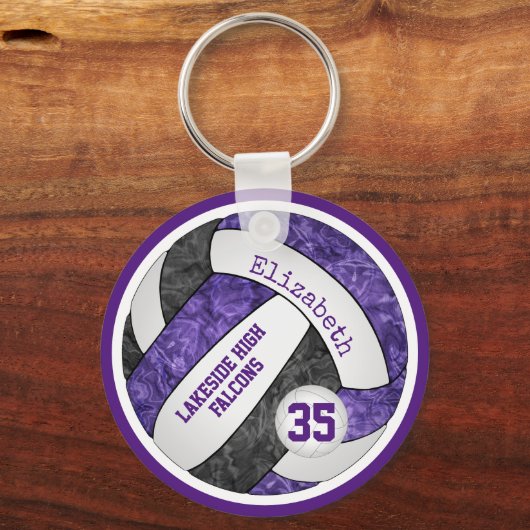 lila schwarze Schulmannschaft macht Mädels volleyb Schlüsselanhänger (Rückseite)