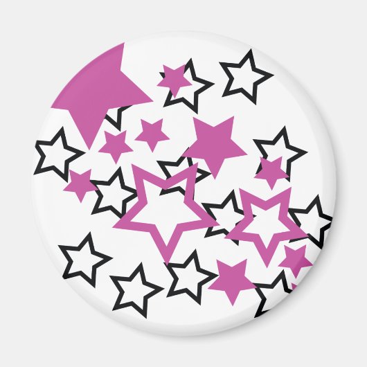 lila schwarze Sterne Magnet (Vorne)