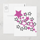 lila schwarze Sterne Postkarte (Vorne/Hinten)