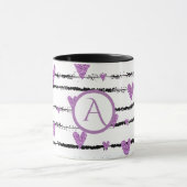 Lila Schwarze Streifen, Monogramm Tasse (Zentrum)