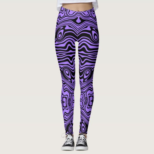 Lila schwarze Streifen oder Farbauswahl Leggings (Vorderseite)