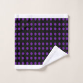 Lila Schwarze Tropfen Badetuch Set (Waschlappen)