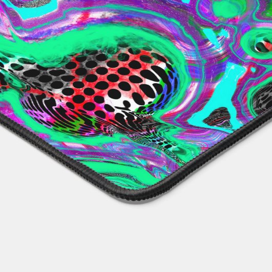 Lila, schwarze und Aquamarine Fluid Art Schreibtischunterlage (Ecke)