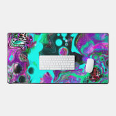 Lila, schwarze und Aquamarine Fluid Art Schreibtischunterlage (Tastatur & Maus)