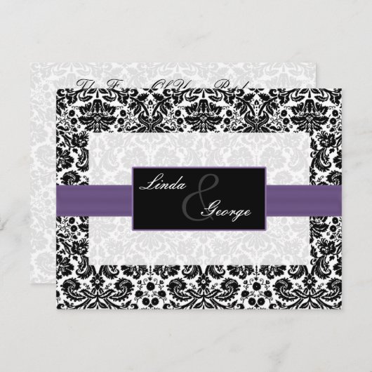 lila, schwarze und weiße Rsvp-Karten RSVP Karte (Vorne/Hinten)