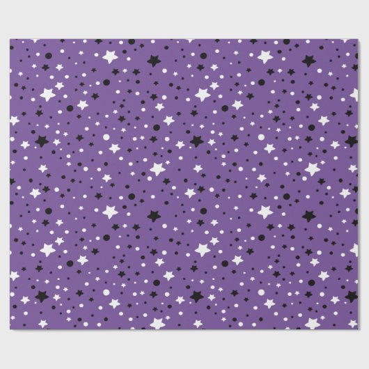 Lila schwarze und weiße Sterne Geschenkpapier (Flach)