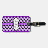 Lila, schwarze und weiße Streifen - Gepäckmarke Gepäckanhänger (Vorderseite horizontal)