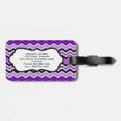 Lila, schwarze und weiße Streifen - Gepäckmarke Gepäckanhänger (Rückseite horizontal)