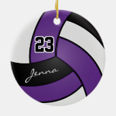 Lila, schwarze und weiße Volleyball Keramik Ornament (Hinten)