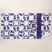 lila schwarze Volleyball-Mannschaftsfarben Geschen Strandtuch (Vorderseite)