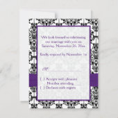 Lila, schwarze, weiße Damaskus-RSVP-Karte RSVP Karte (Rückseite)