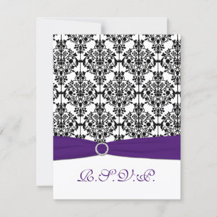 Lila, schwarze, weiße Damaskus-RSVP-Karte RSVP Karte