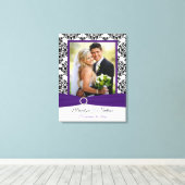 Lila, schwarze, weiße Damast-Hochzeitsfeier-Leinwa Leinwanddruck (Insitu (Holzboden))