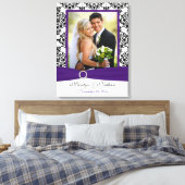 Lila, schwarze, weiße Damast-Hochzeitsfeier-Leinwa Leinwanddruck (Insitu (Schlafzimmer))