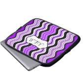 Lila, schwarze, weiße gewellte laptopschutzhülle (Vorne Knopf)