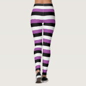 Lila, schwarze, weiße Streifen Leggings (Rückseite)