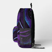 Lila Schwarze Wellen Bedruckter Rucksack (Rechts)