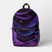Lila Schwarze Wellen Bedruckter Rucksack (Vorderseite)
