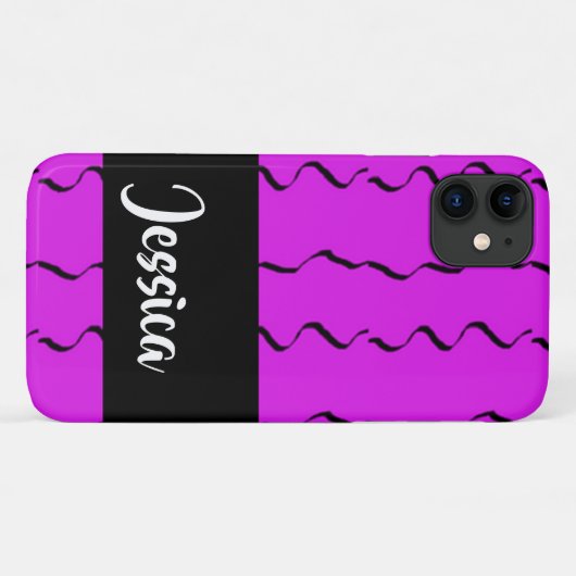 Lila schwarze, wellige Linien Case-Mate iPhone Hülle (Rückseite (Horizontal))