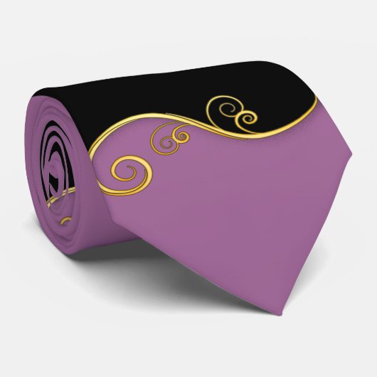 Lila-schwarze Wirbel mit (oder ohne) Monogramm Krawatte (Gerollt)