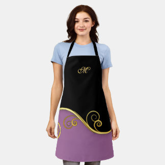Lila-schwarze Wirbel mit (oder ohne) Monogramm Schürze