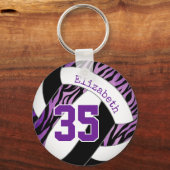 lila schwarze Zebrastreifen Akzente Mädchen Volley Schlüsselanhänger (Vorderseite)