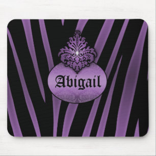Lila schwarze Zebrastreifen mit Geblüht Namensschi Mousepad