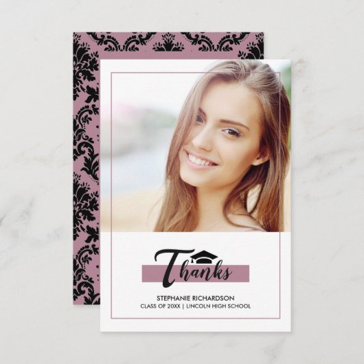 Lila Schwarzer Abschluss Vielen Dank, dass Sie Fot Einladung (Vorne/Hinten)