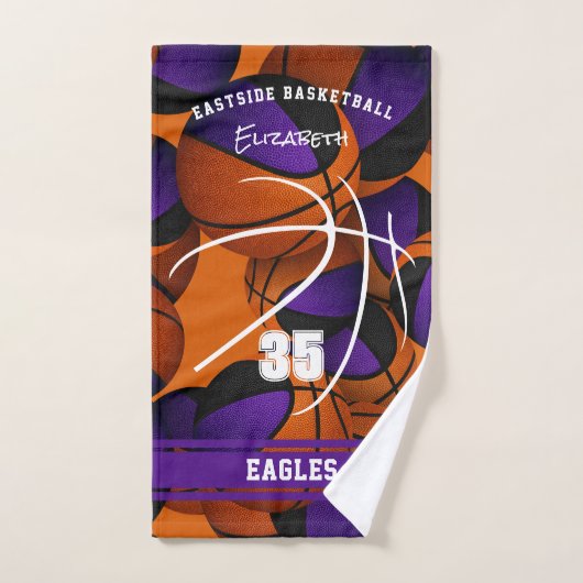 lila schwarzer Basketball-Teamname Handtuch (Handtuch)