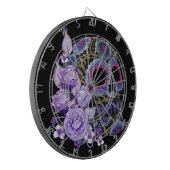 Lila schwarzer Blütenschädel Dartscheibe (Vorderseite Links)